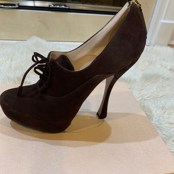 PRADA Suede Ankle Platform Booties - Picture 6 of 16